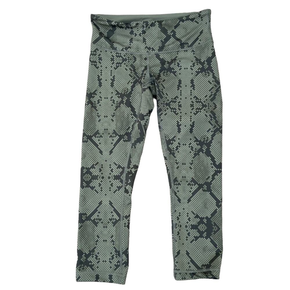 Lululemon Wunder Under Crop III Full-On Luon Ziggy Snake Fatigue Gator Green 6 - Picture 8 of 8